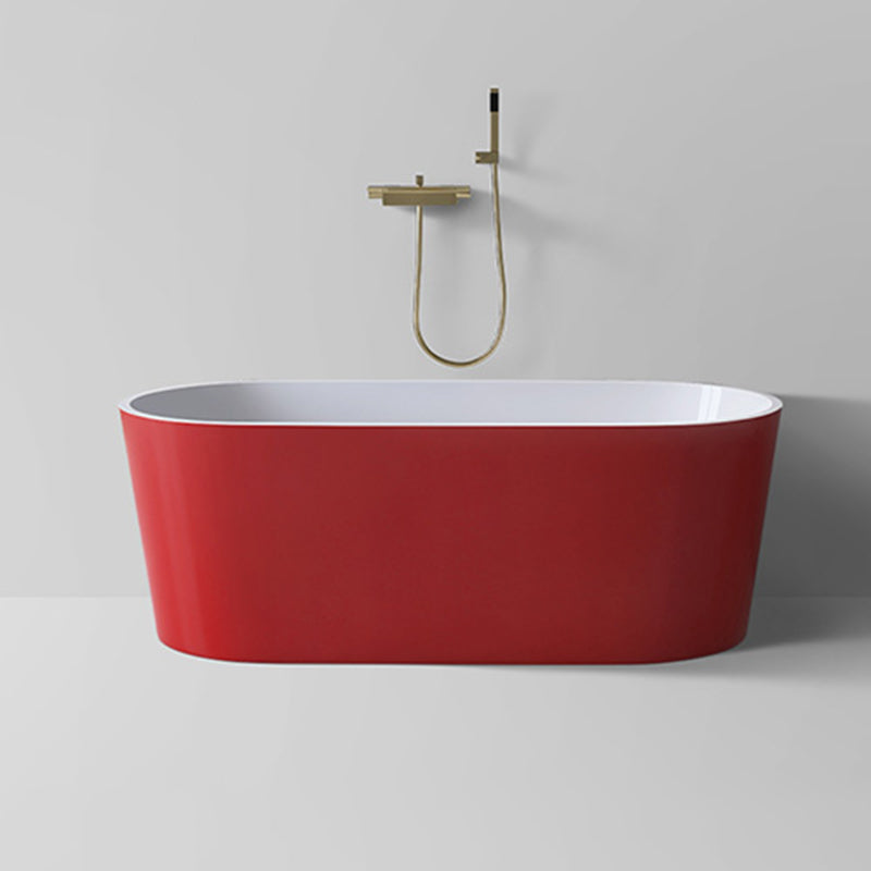 Modern Style Acrylic Ellipse Bathtub Freestanding Soaking Bathtub with Drain Bath Tub Light Gold Tub with Wall Mounted Faucets Clearhalo 'Bathroom Remodel & Bathroom Fixtures' 'Bathtubs' 'Home Improvement' 'home_improvement' 'home_improvement_bathtubs' 'Showers & Bathtubs' 6745650