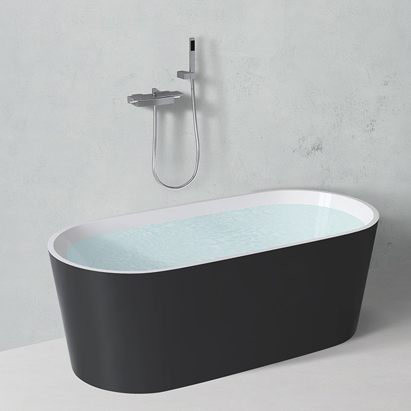 Modern Style Acrylic Ellipse Bathtub Freestanding Soaking Bathtub with Drain Bath Tub Clearhalo 'Bathroom Remodel & Bathroom Fixtures' 'Bathtubs' 'Home Improvement' 'home_improvement' 'home_improvement_bathtubs' 'Showers & Bathtubs' 6745659