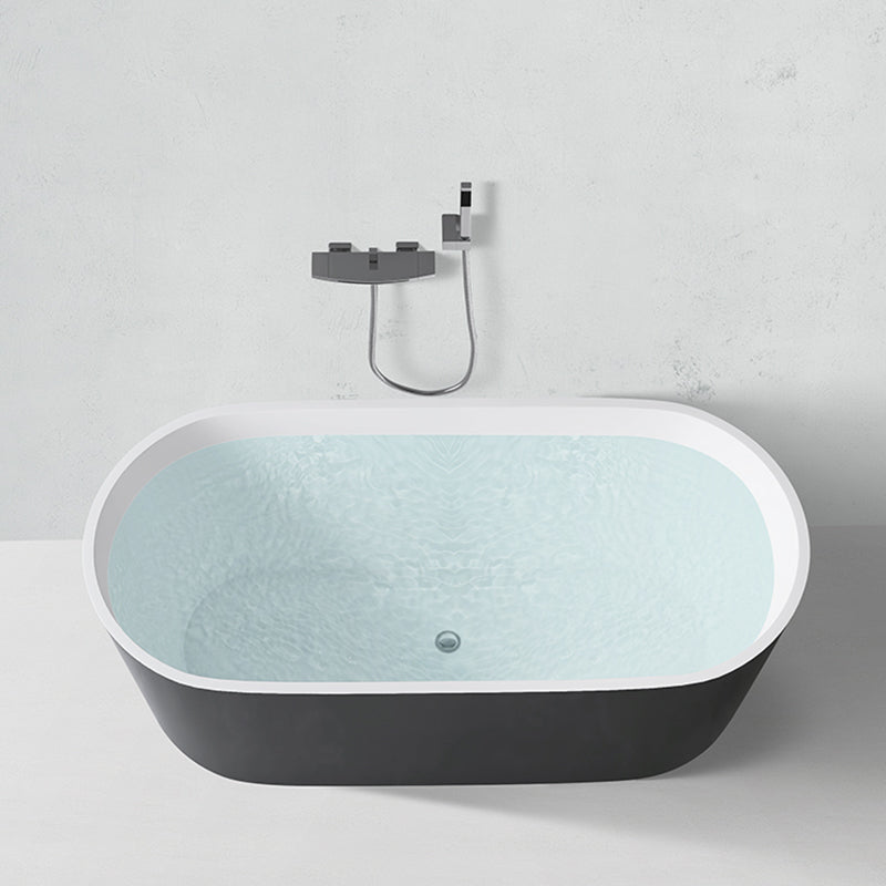 Modern Style Acrylic Ellipse Bathtub Freestanding Soaking Bathtub with Drain Bath Tub Clearhalo 'Bathroom Remodel & Bathroom Fixtures' 'Bathtubs' 'Home Improvement' 'home_improvement' 'home_improvement_bathtubs' 'Showers & Bathtubs' 6745660