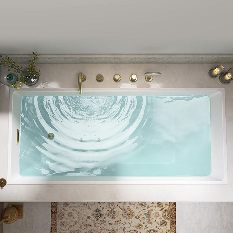 Modern Acrylic Rectangle Embedded with Drain Bath Tub and Overflow Hole White 63"L x 30"W x 23"H Tub with Gold 5-Piece Set Clearhalo 'Bathroom Remodel & Bathroom Fixtures' 'Bathtubs' 'Home Improvement' 'home_improvement' 'home_improvement_bathtubs' 'Showers & Bathtubs' 6745812