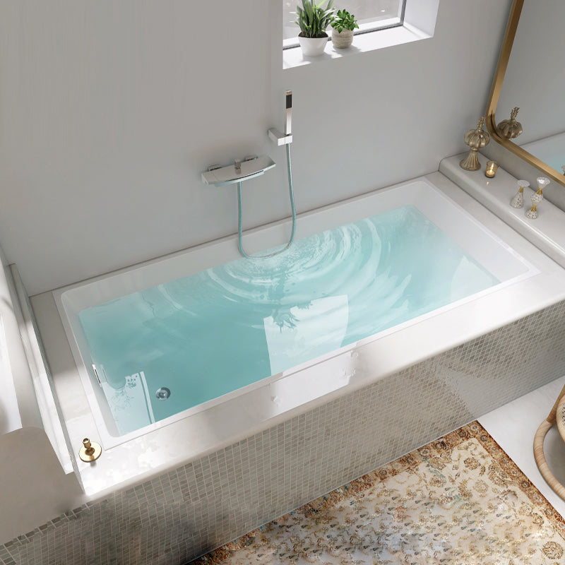 Modern Acrylic Rectangle Embedded with Drain Bath Tub and Overflow Hole Silver Tub with Wall Mounted Faucets Clearhalo 'Bathroom Remodel & Bathroom Fixtures' 'Bathtubs' 'Home Improvement' 'home_improvement' 'home_improvement_bathtubs' 'Showers & Bathtubs' 6745819