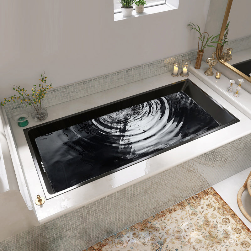 Modern Acrylic Rectangle Embedded with Drain Bath Tub and Overflow Hole Black Tub Clearhalo 'Bathroom Remodel & Bathroom Fixtures' 'Bathtubs' 'Home Improvement' 'home_improvement' 'home_improvement_bathtubs' 'Showers & Bathtubs' 6745820