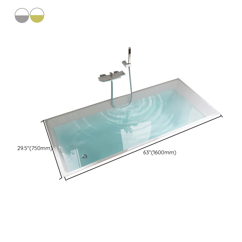 Modern Acrylic Rectangle Embedded with Drain Bath Tub and Overflow Hole Clearhalo 'Bathroom Remodel & Bathroom Fixtures' 'Bathtubs' 'Home Improvement' 'home_improvement' 'home_improvement_bathtubs' 'Showers & Bathtubs' 6745839