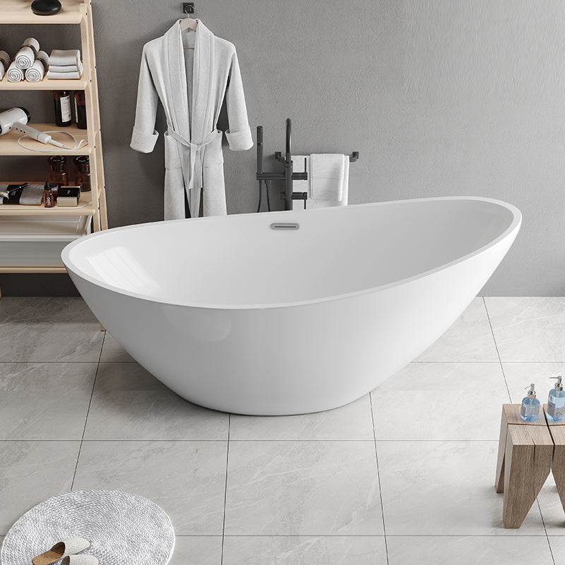 Contemporary Freestanding Soaking Bathtub Oval Slipper Acrylic Bathtub White 71"L x 31"W x 31"H Tub Clearhalo 'Bathroom Remodel & Bathroom Fixtures' 'Bathtubs' 'Home Improvement' 'home_improvement' 'home_improvement_bathtubs' 'Showers & Bathtubs' 6745870