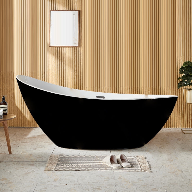 Contemporary Freestanding Soaking Bathtub Oval Slipper Acrylic Bathtub Black Tub Clearhalo 'Bathroom Remodel & Bathroom Fixtures' 'Bathtubs' 'Home Improvement' 'home_improvement' 'home_improvement_bathtubs' 'Showers & Bathtubs' 6745872