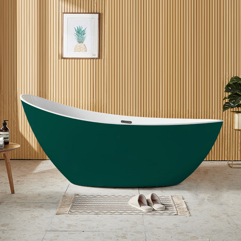 Contemporary Freestanding Soaking Bathtub Oval Slipper Acrylic Bathtub Green Tub Clearhalo 'Bathroom Remodel & Bathroom Fixtures' 'Bathtubs' 'Home Improvement' 'home_improvement' 'home_improvement_bathtubs' 'Showers & Bathtubs' 6745880