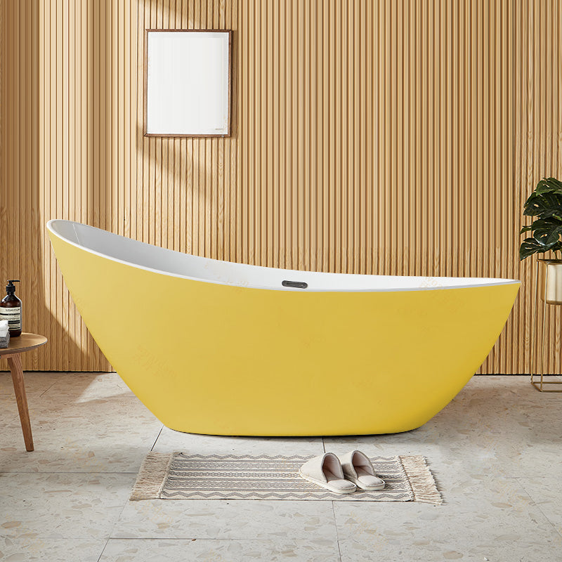 Contemporary Freestanding Soaking Bathtub Oval Slipper Acrylic Bathtub Yellow Tub Clearhalo 'Bathroom Remodel & Bathroom Fixtures' 'Bathtubs' 'Home Improvement' 'home_improvement' 'home_improvement_bathtubs' 'Showers & Bathtubs' 6745884