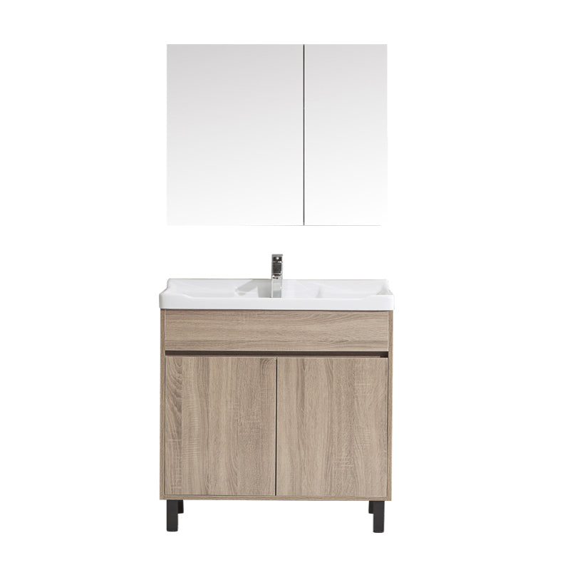 Wood Bathroom Vanity Rectangle Single Sink Mirror Freestanding Vanity Set with 2 Doors Clearhalo 'Bathroom Remodel & Bathroom Fixtures' 'Bathroom Vanities' 'bathroom_vanities' 'Home Improvement' 'home_improvement' 'home_improvement_bathroom_vanities' 6749097