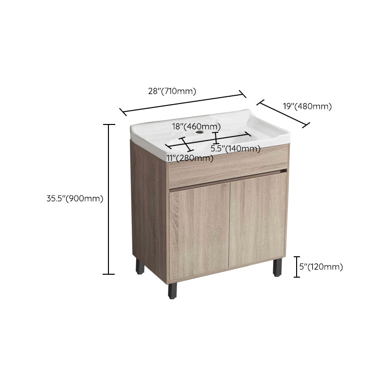 Wood Bathroom Vanity Rectangle Single Sink Mirror Freestanding Vanity Set with 2 Doors Clearhalo 'Bathroom Remodel & Bathroom Fixtures' 'Bathroom Vanities' 'bathroom_vanities' 'Home Improvement' 'home_improvement' 'home_improvement_bathroom_vanities' 6749114