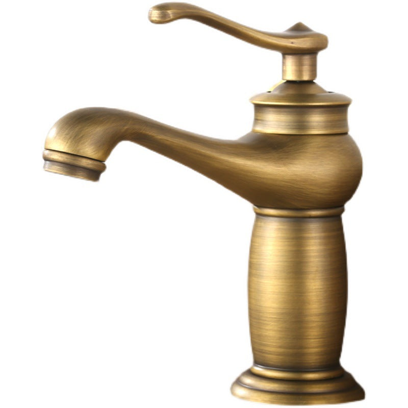 Low-arc Country Vessel Faucet Single Handle Brass Faucet for Bathroom Clearhalo 'Bathroom Remodel & Bathroom Fixtures' 'Bathroom Sink Faucets' 'Bathroom Sinks & Faucet Components' 'bathroom_sink_faucets' 'Home Improvement' 'home_improvement' 'home_improvement_bathroom_sink_faucets' 6756247