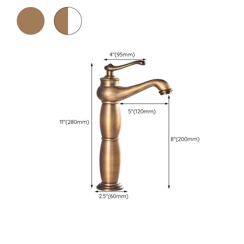 Low-arc Country Vessel Faucet Single Handle Brass Faucet for Bathroom Clearhalo 'Bathroom Remodel & Bathroom Fixtures' 'Bathroom Sink Faucets' 'Bathroom Sinks & Faucet Components' 'bathroom_sink_faucets' 'Home Improvement' 'home_improvement' 'home_improvement_bathroom_sink_faucets' 6756258