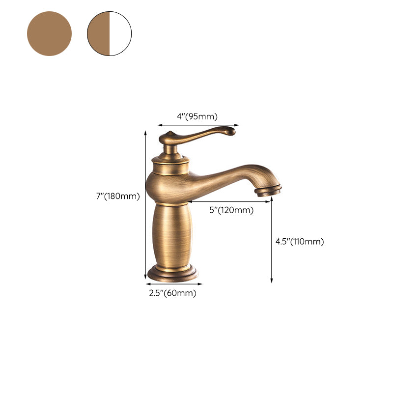 Low-arc Country Vessel Faucet Single Handle Brass Faucet for Bathroom Clearhalo 'Bathroom Remodel & Bathroom Fixtures' 'Bathroom Sink Faucets' 'Bathroom Sinks & Faucet Components' 'bathroom_sink_faucets' 'Home Improvement' 'home_improvement' 'home_improvement_bathroom_sink_faucets' 6756259
