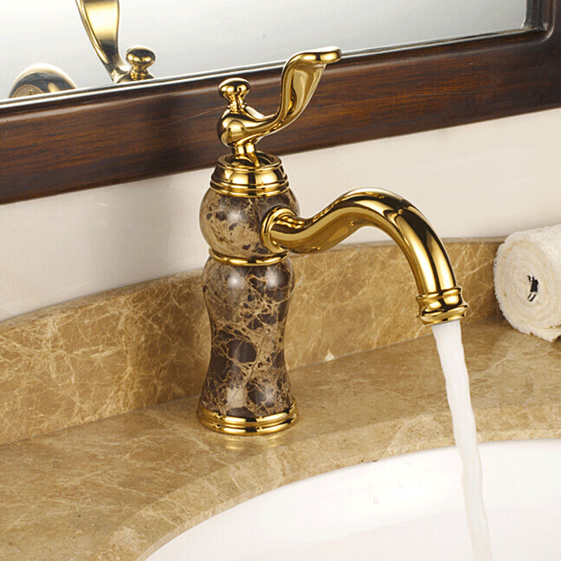 Luxury Bathroom Faucet Brass Lever Handle Low Arc Vessel Faucet Coffee-Gold Clearhalo 'bathroom_sink_faucets' 'Conjunta de Baño y Conjunta de Grifo' 'Coronamiento de Baño y Dispositivo de Baño' 'Grifo del lavabo del baño' 'Hogar' 'home_improvement' 'home_improvement_bathroom_sink_faucets' 'Mejoras para el hogar' 6756278