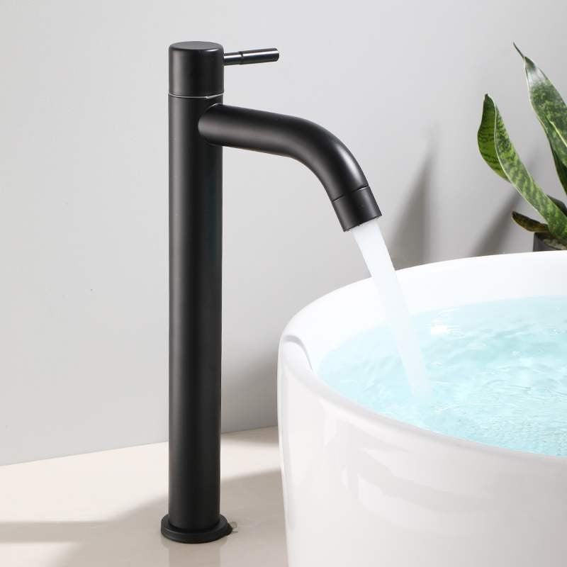 Industrial Vessel Faucet Stainless Steel Lever Handle Bathroom Faucet Black 11.8" Clearhalo 'Bathroom Remodel & Bathroom Fixtures' 'Bathroom Sink Faucets' 'Bathroom Sinks & Faucet Components' 'bathroom_sink_faucets' 'Home Improvement' 'home_improvement' 'home_improvement_bathroom_sink_faucets' 6756363