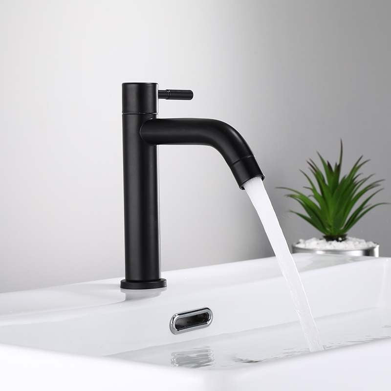 Industrial Vessel Faucet Stainless Steel Lever Handle Bathroom Faucet Black 3.3" Clearhalo 'Bathroom Remodel & Bathroom Fixtures' 'Bathroom Sink Faucets' 'Bathroom Sinks & Faucet Components' 'bathroom_sink_faucets' 'Home Improvement' 'home_improvement' 'home_improvement_bathroom_sink_faucets' 6756364