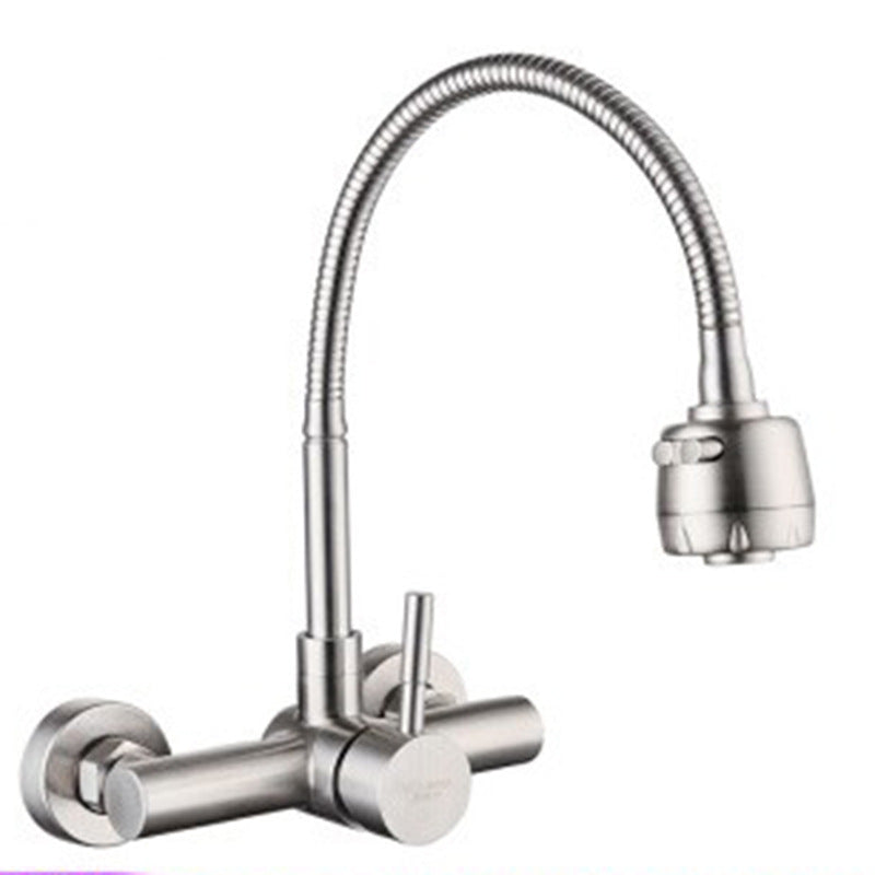 Modern Faucet 1-Handle 2-Hole Single Level Low Profile Pot Filler Faucet Silver Universal Clearhalo 'Home Improvement' 'home_improvement' 'home_improvement_kitchen_faucets' 'Kitchen Faucets' 'Kitchen Remodel & Kitchen Fixtures' 'Kitchen Sinks & Faucet Components' 'kitchen_faucets' 6756445