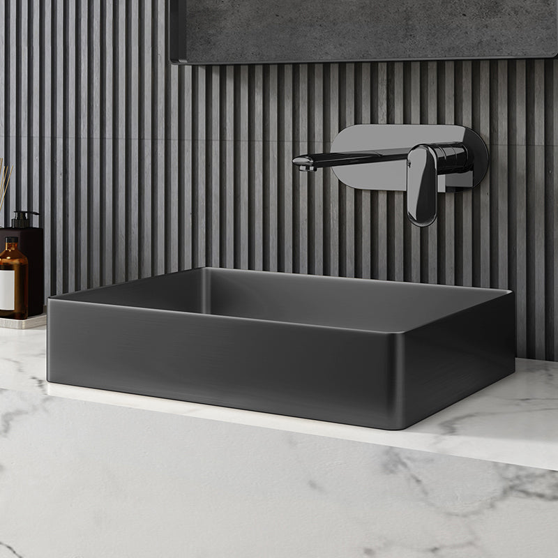 Contemporary Trough Bathroom Sink Solid Color Metal Trough Sink Clearhalo 'Bathroom Remodel & Bathroom Fixtures' 'Bathroom Sinks & Faucet Components' 'Bathroom Sinks' 'bathroom_sink' 'Home Improvement' 'home_improvement' 'home_improvement_bathroom_sink' 6756614