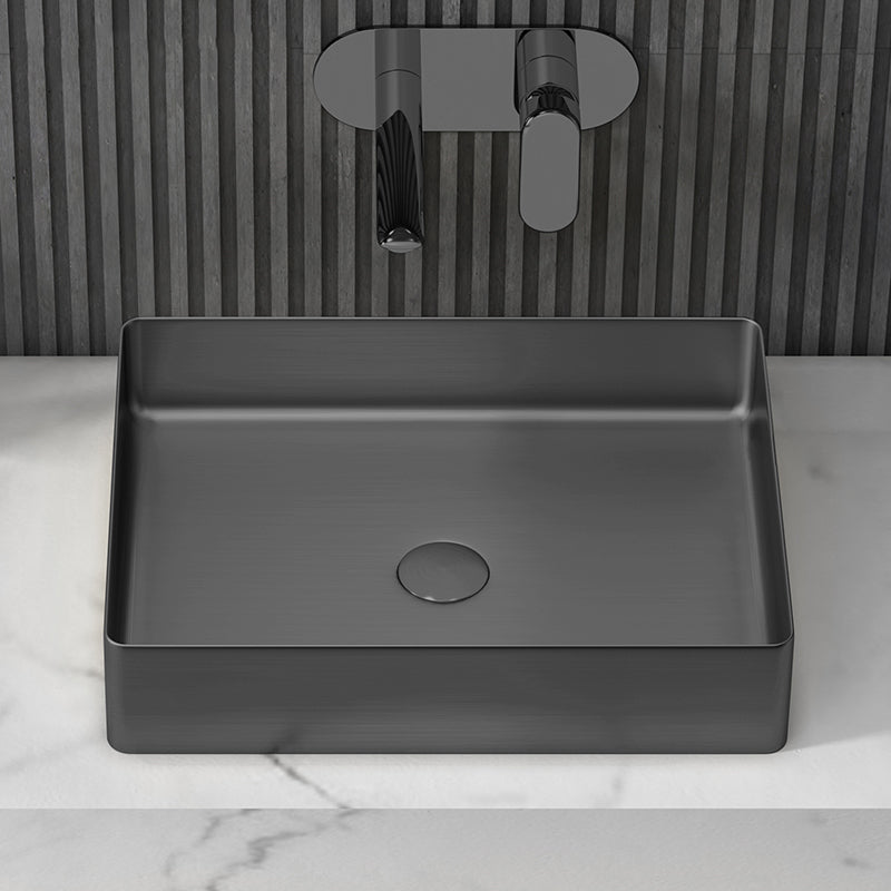 Contemporary Trough Bathroom Sink Solid Color Metal Trough Sink Clearhalo 'Bathroom Remodel & Bathroom Fixtures' 'Bathroom Sinks & Faucet Components' 'Bathroom Sinks' 'bathroom_sink' 'Home Improvement' 'home_improvement' 'home_improvement_bathroom_sink' 6756616