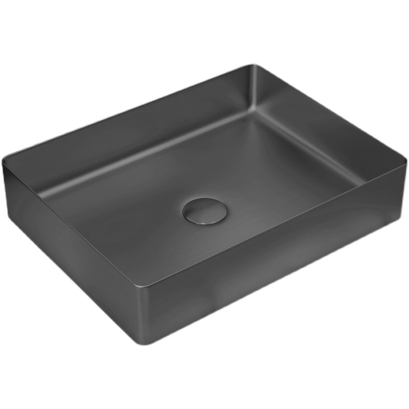 Contemporary Trough Bathroom Sink Solid Color Metal Trough Sink Clearhalo 'Bathroom Remodel & Bathroom Fixtures' 'Bathroom Sinks & Faucet Components' 'Bathroom Sinks' 'bathroom_sink' 'Home Improvement' 'home_improvement' 'home_improvement_bathroom_sink' 6756617