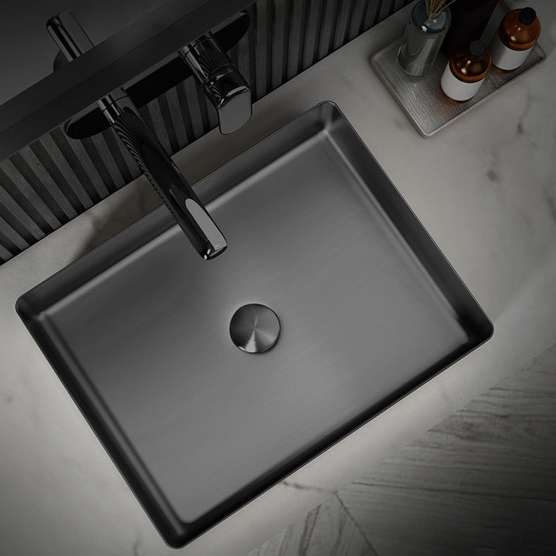 Contemporary Trough Bathroom Sink Solid Color Metal Trough Sink Clearhalo 'Bathroom Remodel & Bathroom Fixtures' 'Bathroom Sinks & Faucet Components' 'Bathroom Sinks' 'bathroom_sink' 'Home Improvement' 'home_improvement' 'home_improvement_bathroom_sink' 6756623