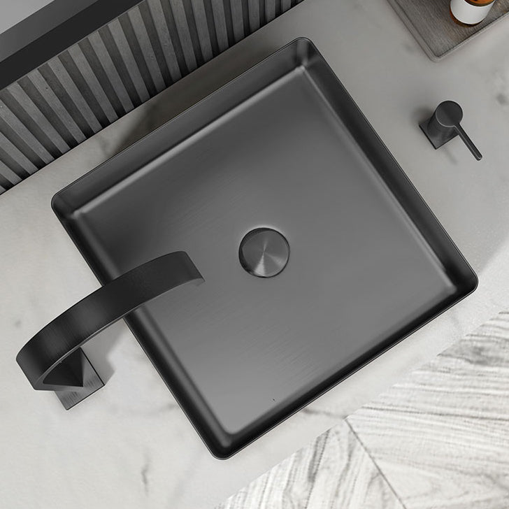 Contemporary Trough Bathroom Sink Solid Color Metal Trough Sink Clearhalo 'Bathroom Remodel & Bathroom Fixtures' 'Bathroom Sinks & Faucet Components' 'Bathroom Sinks' 'bathroom_sink' 'Home Improvement' 'home_improvement' 'home_improvement_bathroom_sink' 6756637