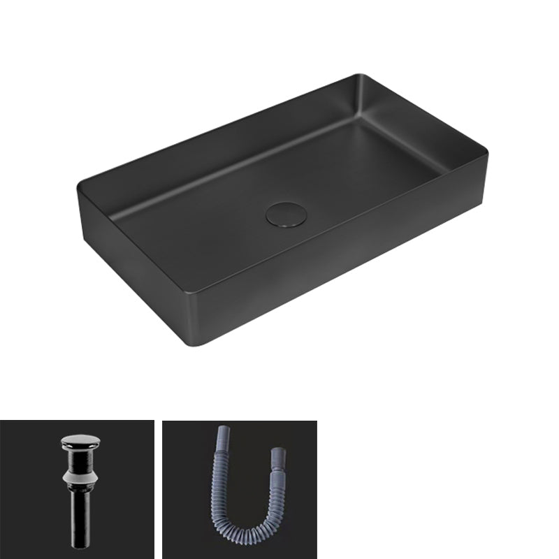 Contemporary Trough Bathroom Sink Solid Color Metal Trough Sink 22"L x 13"W x 4"H Black Unavailiable Clearhalo 'Bathroom Remodel & Bathroom Fixtures' 'Bathroom Sinks & Faucet Components' 'Bathroom Sinks' 'bathroom_sink' 'Home Improvement' 'home_improvement' 'home_improvement_bathroom_sink' 6756643