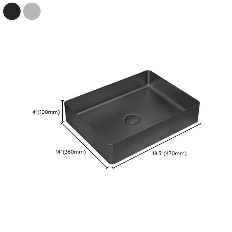 Contemporary Trough Bathroom Sink Solid Color Metal Trough Sink Clearhalo 'Bathroom Remodel & Bathroom Fixtures' 'Bathroom Sinks & Faucet Components' 'Bathroom Sinks' 'bathroom_sink' 'Home Improvement' 'home_improvement' 'home_improvement_bathroom_sink' 6756645