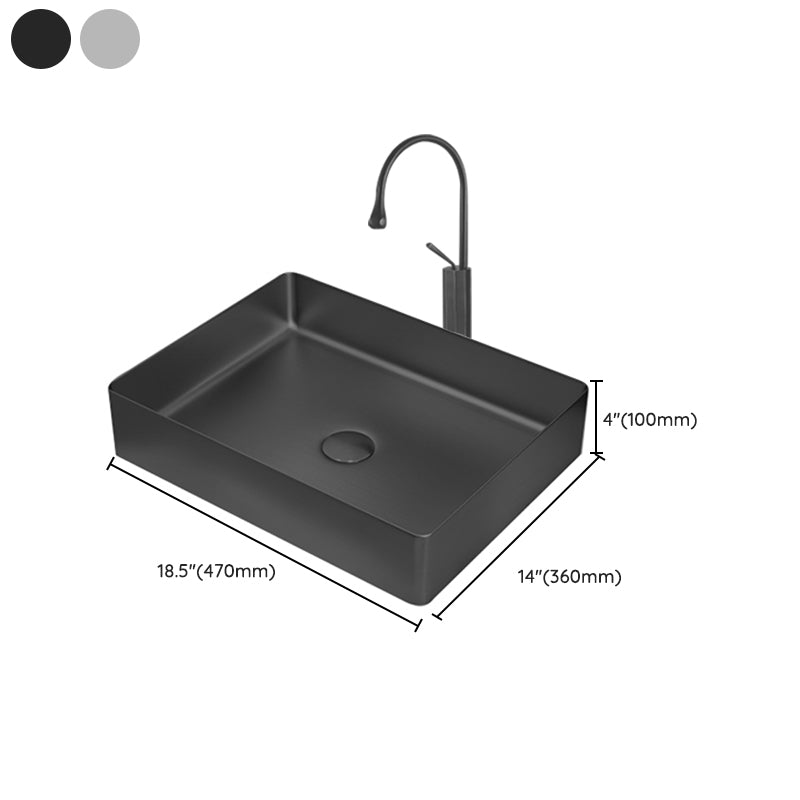 Contemporary Trough Bathroom Sink Solid Color Metal Trough Sink Clearhalo 'Bathroom Remodel & Bathroom Fixtures' 'Bathroom Sinks & Faucet Components' 'Bathroom Sinks' 'bathroom_sink' 'Home Improvement' 'home_improvement' 'home_improvement_bathroom_sink' 6756648