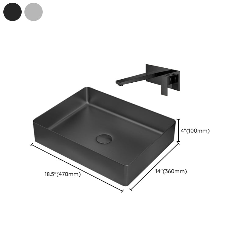 Contemporary Trough Bathroom Sink Solid Color Metal Trough Sink Clearhalo 'Bathroom Remodel & Bathroom Fixtures' 'Bathroom Sinks & Faucet Components' 'Bathroom Sinks' 'bathroom_sink' 'Home Improvement' 'home_improvement' 'home_improvement_bathroom_sink' 6756649