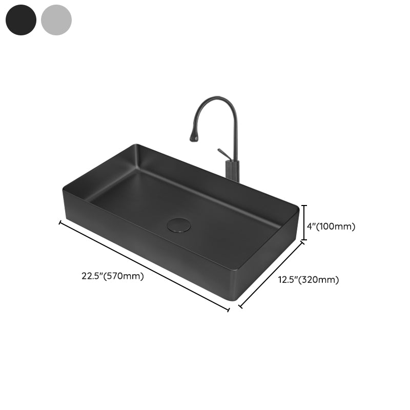 Contemporary Trough Bathroom Sink Solid Color Metal Trough Sink Clearhalo 'Bathroom Remodel & Bathroom Fixtures' 'Bathroom Sinks & Faucet Components' 'Bathroom Sinks' 'bathroom_sink' 'Home Improvement' 'home_improvement' 'home_improvement_bathroom_sink' 6756651