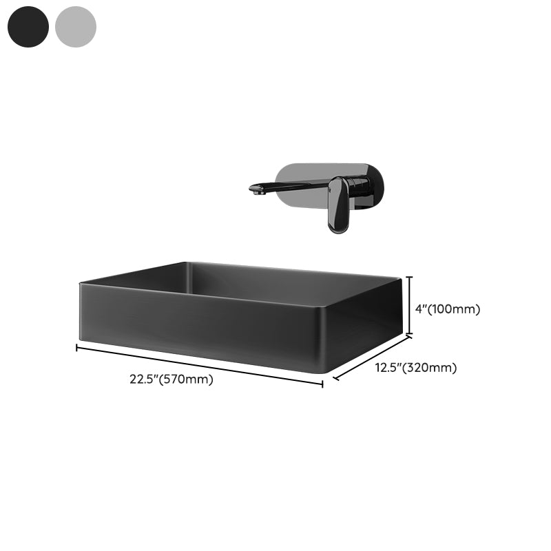 Contemporary Trough Bathroom Sink Solid Color Metal Trough Sink Clearhalo 'Bathroom Remodel & Bathroom Fixtures' 'Bathroom Sinks & Faucet Components' 'Bathroom Sinks' 'bathroom_sink' 'Home Improvement' 'home_improvement' 'home_improvement_bathroom_sink' 6756653