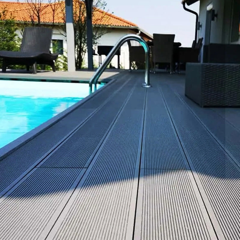 Modern Outdoor Deck Plank Striped Pattern Waterproof Slip Resistant Floor Board Grey Plank / Step 172.2 sq ft. - 32 Pieces Clearhalo 'Home Improvement' 'home_improvement' 'home_improvement_outdoor_deck_tiles_planks' 'Outdoor Deck Tiles & Planks' 'Outdoor Flooring & Tile' 'Outdoor Remodel' 'outdoor_deck_tiles_planks' 6756701