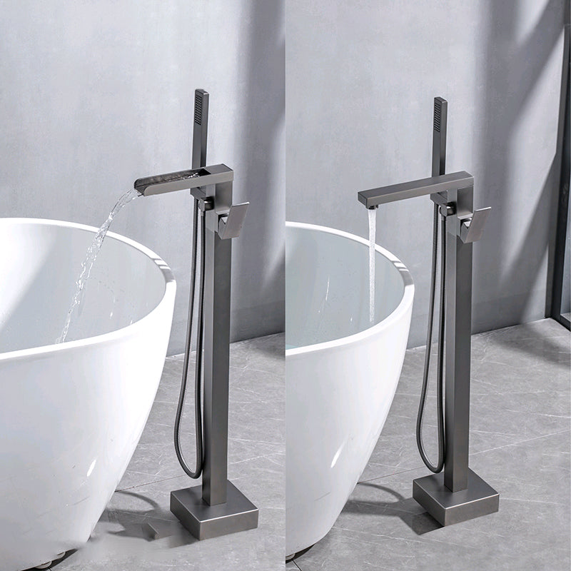 Modern Floor Mounted Metal Freestanding Tub Filler One Handle Freestanding Bathtub Faucet Clearhalo 'Bathroom Remodel & Bathroom Fixtures' 'Bathtub Faucets' 'bathtub_faucets' 'Home Improvement' 'home_improvement' 'home_improvement_bathtub_faucets' 6757825