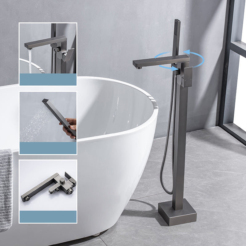 Modern Floor Mounted Metal Freestanding Tub Filler One Handle Freestanding Bathtub Faucet Clearhalo 'Bathroom Remodel & Bathroom Fixtures' 'Bathtub Faucets' 'bathtub_faucets' 'Home Improvement' 'home_improvement' 'home_improvement_bathtub_faucets' 6757827