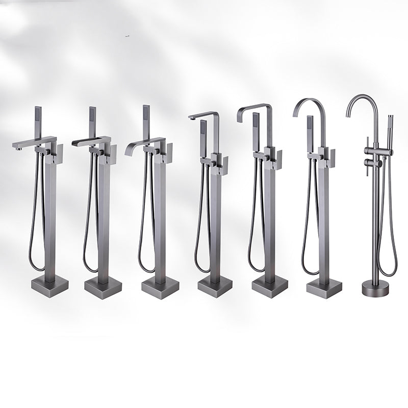 Modern Floor Mounted Metal Freestanding Tub Filler One Handle Freestanding Bathtub Faucet Clearhalo 'Bathroom Remodel & Bathroom Fixtures' 'Bathtub Faucets' 'bathtub_faucets' 'Home Improvement' 'home_improvement' 'home_improvement_bathtub_faucets' 6757829