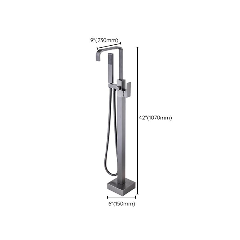 Modern Floor Mounted Metal Freestanding Tub Filler One Handle Freestanding Bathtub Faucet Clearhalo 'Bathroom Remodel & Bathroom Fixtures' 'Bathtub Faucets' 'bathtub_faucets' 'Home Improvement' 'home_improvement' 'home_improvement_bathtub_faucets' 6757863