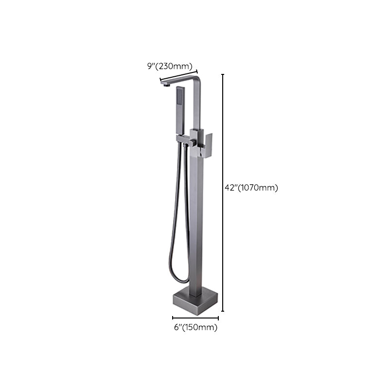 Modern Floor Mounted Metal Freestanding Tub Filler One Handle Freestanding Bathtub Faucet Clearhalo 'Bathroom Remodel & Bathroom Fixtures' 'Bathtub Faucets' 'bathtub_faucets' 'Home Improvement' 'home_improvement' 'home_improvement_bathtub_faucets' 6757864