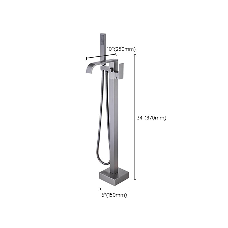 Modern Floor Mounted Metal Freestanding Tub Filler One Handle Freestanding Bathtub Faucet Clearhalo 'Bathroom Remodel & Bathroom Fixtures' 'Bathtub Faucets' 'bathtub_faucets' 'Home Improvement' 'home_improvement' 'home_improvement_bathtub_faucets' 6757865