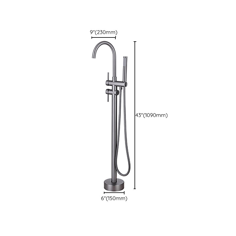 Modern Floor Mounted Metal Freestanding Tub Filler One Handle Freestanding Bathtub Faucet Clearhalo 'Bathroom Remodel & Bathroom Fixtures' 'Bathtub Faucets' 'bathtub_faucets' 'Home Improvement' 'home_improvement' 'home_improvement_bathtub_faucets' 6757867