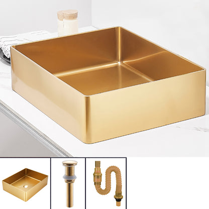 Contemporary Bathroom Sink Metal Rectangular Trough Sink with Pop-Up Drain Unavailiable Sink Clearhalo 'Bathroom Remodel & Bathroom Fixtures' 'Bathroom Sinks & Faucet Components' 'Bathroom Sinks' 'bathroom_sink' 'Home Improvement' 'home_improvement' 'home_improvement_bathroom_sink' 6757982