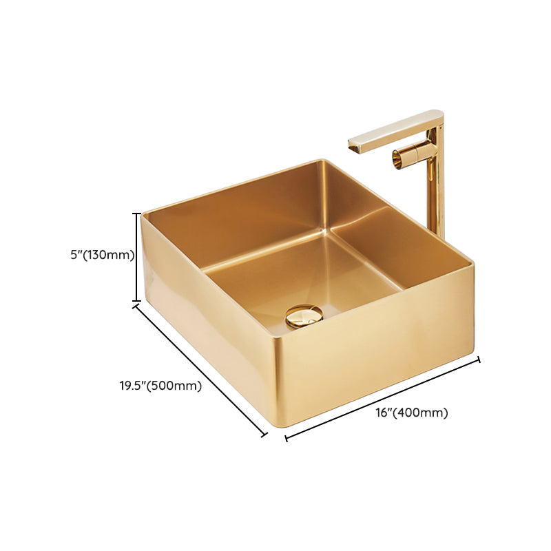 Contemporary Bathroom Sink Metal Rectangular Trough Sink with Pop-Up Drain Clearhalo 'Bathroom Remodel & Bathroom Fixtures' 'Bathroom Sinks & Faucet Components' 'Bathroom Sinks' 'bathroom_sink' 'Home Improvement' 'home_improvement' 'home_improvement_bathroom_sink' 6757997