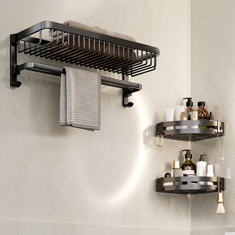 Modern Bathroom Accessory Kit Black Bath Shelf Bath Hardware Set 3-Piece Set (Towel Rack) Clearhalo 'Bathroom Hardware Sets' 'Bathroom Hardware' 'Bathroom Remodel & Bathroom Fixtures' 'bathroom_hardware_sets' 'Home Improvement' 'home_improvement' 'home_improvement_bathroom_hardware_sets' 6762979