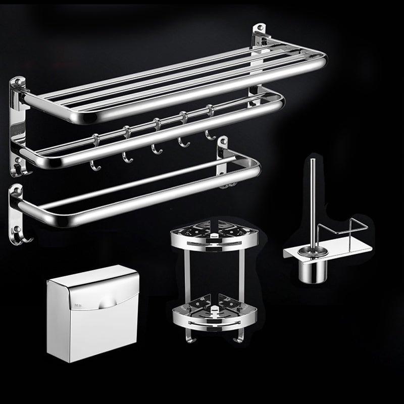 Modern Stainless Steel Bath Shelf Paper Holder Bathroom Accessory Kit 5-Piece Set (Toilet Paper Holder) Clearhalo 'Bathroom Hardware Sets' 'Bathroom Hardware' 'Bathroom Remodel & Bathroom Fixtures' 'bathroom_hardware_sets' 'Home Improvement' 'home_improvement' 'home_improvement_bathroom_hardware_sets' 6763004