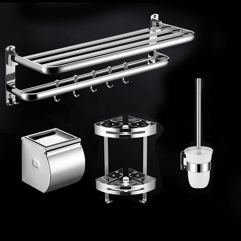 Modern Stainless Steel Bath Shelf Paper Holder Bathroom Accessory Kit 4-Piece Set (Toilet Paper Holder) Clearhalo 'Bathroom Hardware Sets' 'Bathroom Hardware' 'Bathroom Remodel & Bathroom Fixtures' 'bathroom_hardware_sets' 'Home Improvement' 'home_improvement' 'home_improvement_bathroom_hardware_sets' 6763009