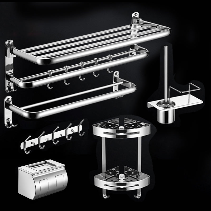 Modern Stainless Steel Bath Shelf Paper Holder Bathroom Accessory Kit 6-Piece Set (Toilet Paper Holder) Clearhalo 'Bathroom Hardware Sets' 'Bathroom Hardware' 'Bathroom Remodel & Bathroom Fixtures' 'bathroom_hardware_sets' 'Home Improvement' 'home_improvement' 'home_improvement_bathroom_hardware_sets' 6763018