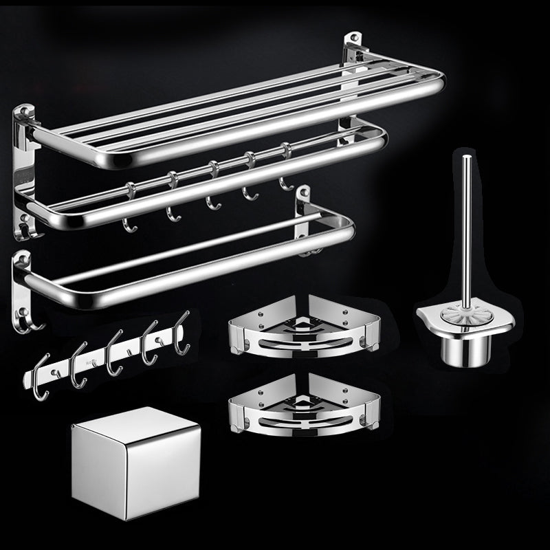 Modern Stainless Steel Bath Shelf Paper Holder Bathroom Accessory Kit 7-Piece Set (Toilet Paper Holder) Clearhalo 'Bathroom Hardware Sets' 'Bathroom Hardware' 'Bathroom Remodel & Bathroom Fixtures' 'bathroom_hardware_sets' 'Home Improvement' 'home_improvement' 'home_improvement_bathroom_hardware_sets' 6763020