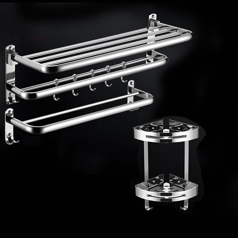 Modern Stainless Steel Bath Shelf Paper Holder Bathroom Accessory Kit 3-Piece Set (Towel Rack) Clearhalo 'Bathroom Hardware Sets' 'Bathroom Hardware' 'Bathroom Remodel & Bathroom Fixtures' 'bathroom_hardware_sets' 'Home Improvement' 'home_improvement' 'home_improvement_bathroom_hardware_sets' 6763021