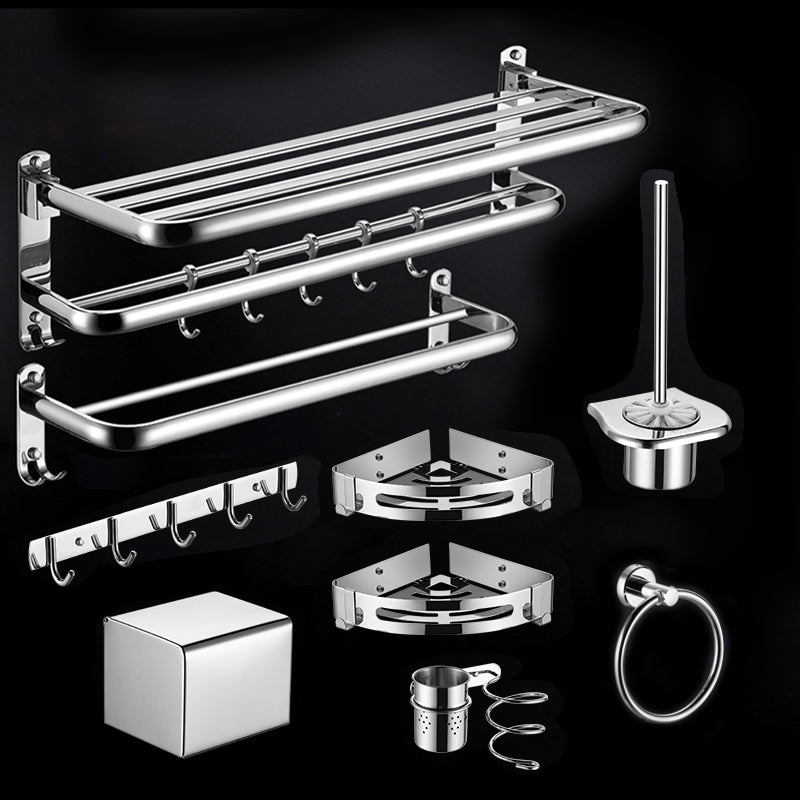 Modern Stainless Steel Bath Shelf Paper Holder Bathroom Accessory Kit 9-Piece Set (Toilet Paper Holder) Clearhalo 'Bathroom Hardware Sets' 'Bathroom Hardware' 'Bathroom Remodel & Bathroom Fixtures' 'bathroom_hardware_sets' 'Home Improvement' 'home_improvement' 'home_improvement_bathroom_hardware_sets' 6763023