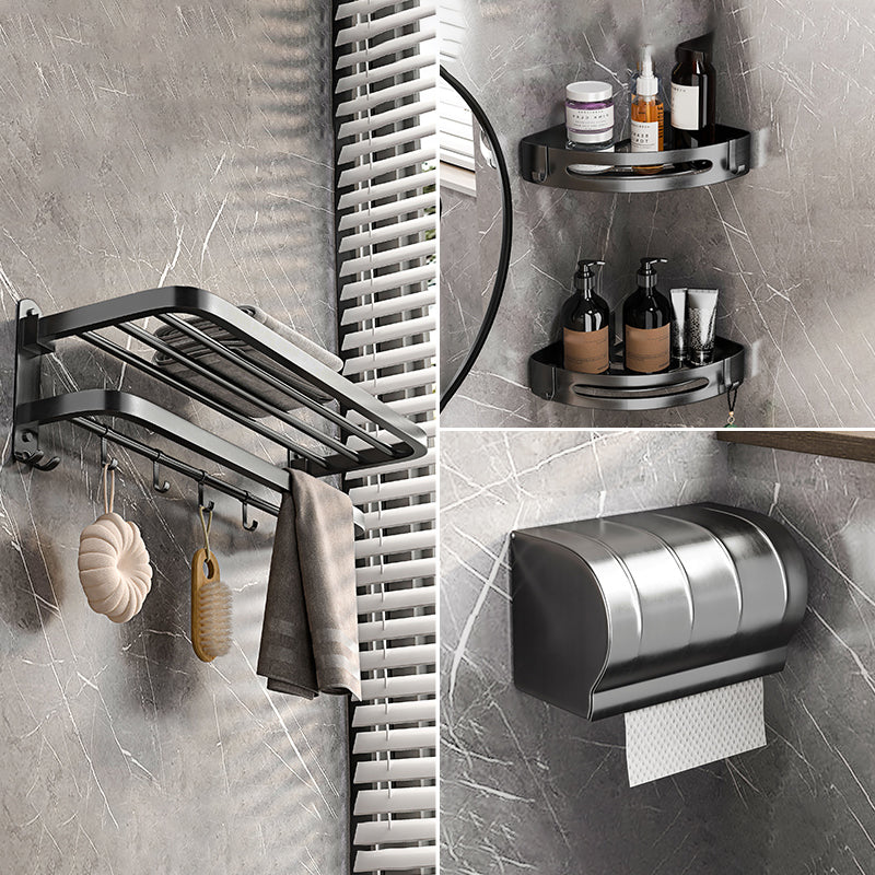 Modern Grey Bathroom Accessory Set Bath Shelf Bath Hardware Set 4-Piece Set (Triangular Bath Shelf) Clearhalo 'Bathroom Hardware Sets' 'Bathroom Hardware' 'Bathroom Remodel & Bathroom Fixtures' 'bathroom_hardware_sets' 'Home Improvement' 'home_improvement' 'home_improvement_bathroom_hardware_sets' 6763040