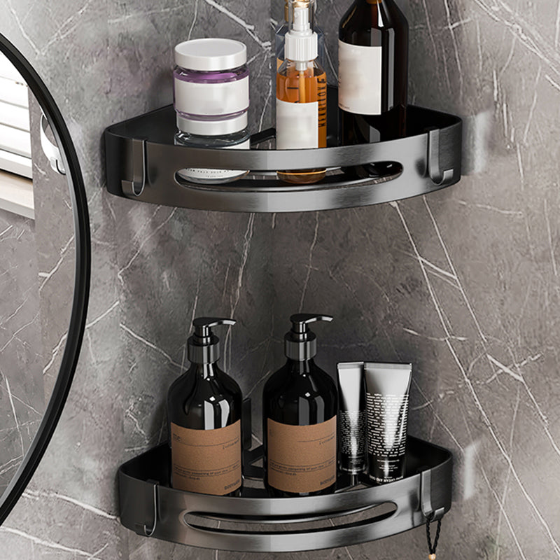 Modern Grey Bathroom Accessory Set Bath Shelf Bath Hardware Set 2-Piece Set (Triangular Bath Shelf) Clearhalo 'Bathroom Hardware Sets' 'Bathroom Hardware' 'Bathroom Remodel & Bathroom Fixtures' 'bathroom_hardware_sets' 'Home Improvement' 'home_improvement' 'home_improvement_bathroom_hardware_sets' 6763048